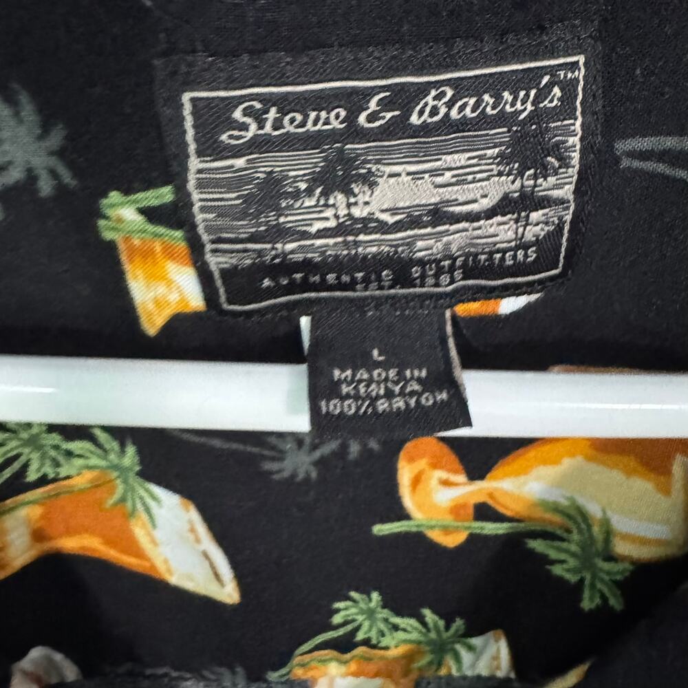 Steve & Barry's Beer Mug Print Button Down Aloha Hawaiian Shirt Men's Size Large - Picture 3 of 6